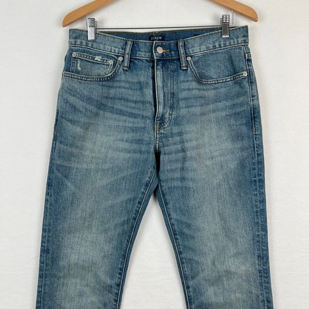 J.Crew Straight Flex Jeans Distressed Denim Blue‎ Mens Size 31x32